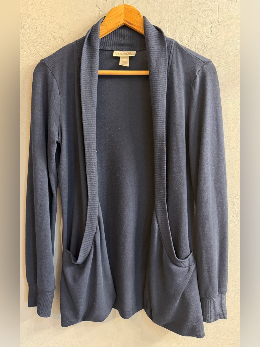 Belle Du Jour Navy Open-Front Pocket Cardigan